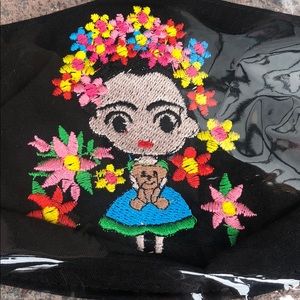 Embroidered Frida Artistuc colorful girl Face Mask